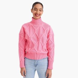 J. Crew Collection cable-knit mockneck sweater, L